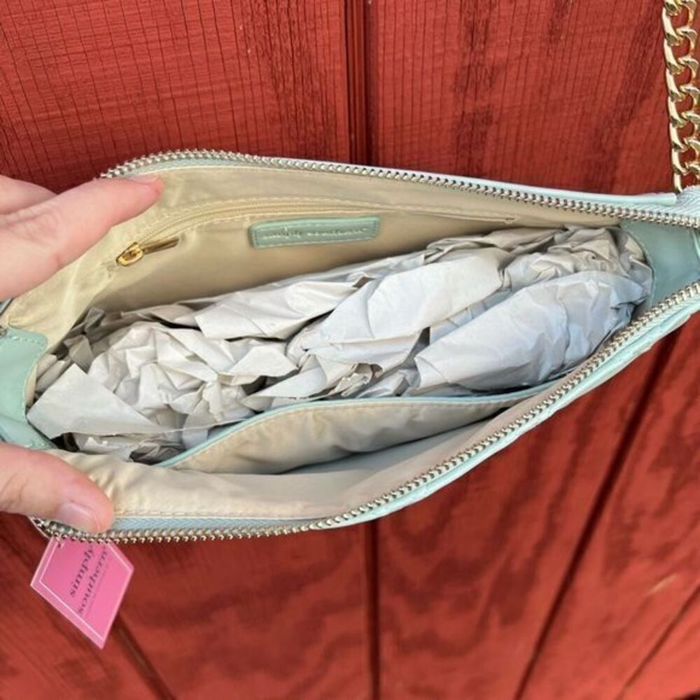 NWT Simply Southern Women's Quilted Leather Crossbody Bag Mint - Picture 6 of 7